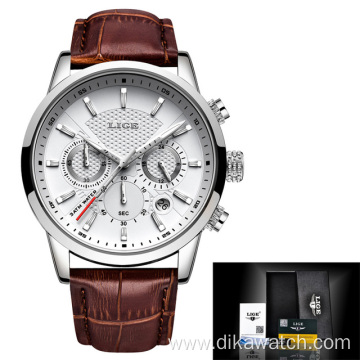 LIGE 8932 Men Watches 2021 New Fashion Leather Waterproof Luminous Top Brand Luxury Quartz Men Wrist Watches For Men +Box